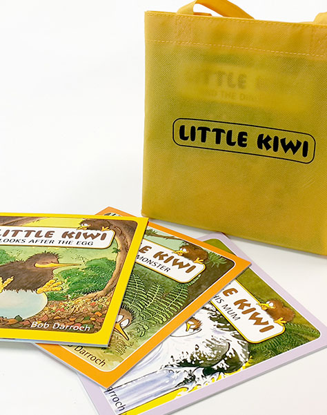 little kiwi gift bag with branded books